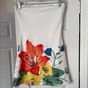 Red and White A-Line Mini Blouse for Casual Resort Wear